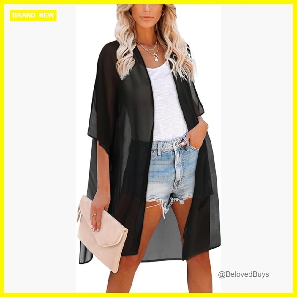 Loose Kimono Coverup X-Large Polyester Spandex Beach Resort Wear